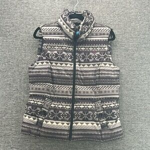 Tommy Hilfiger Puffer Vest Medium Brown Down‎ Feather Fair Isle